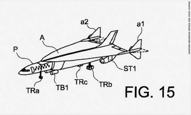 Desenho do modelo de jato supersônico da Airbus incluído no documento de registro
