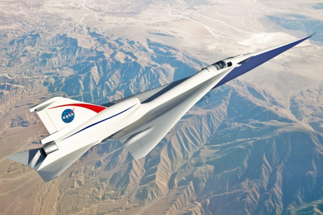 O protótipo que testará o voo supersônico silencioso: mesmo barulho de uma conversa comum (NASA)