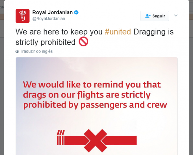 Royal Jordanian também cutucou a concorrente (Foto: Reprodução/Twitter)